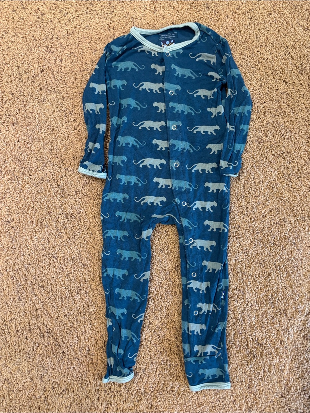 Kickee Pants Navy Blue Panther Print Footie